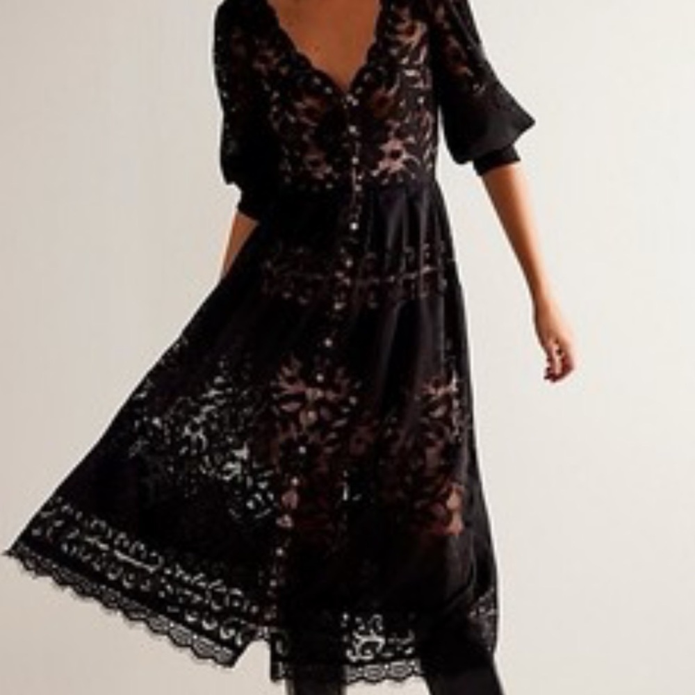 Free people shadow dance midi black and pink lace NWT - Picture 2 of 5